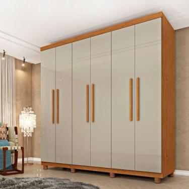 Imagem de Guarda-Roupa Casal 6 Portas 4 Gavetas Cinamomo/Off White Lagos TCIL - 