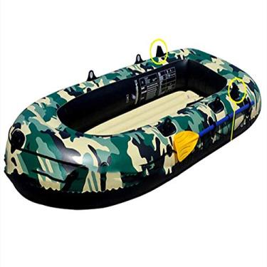 Imagem de LMJYU Barco inflável equipado com remos duplos, bote inflável, pesca à deriva, mergulho, rolamento de carga 250 kg, 230 x 125 cm, verde