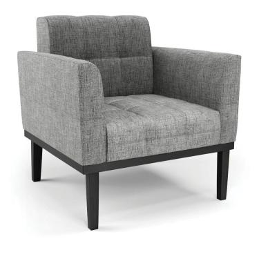 Imagem de Poltrona Base De Madeira Fixa Preto Elisa Linho D03 - D'rossi Cor A26 Grafite