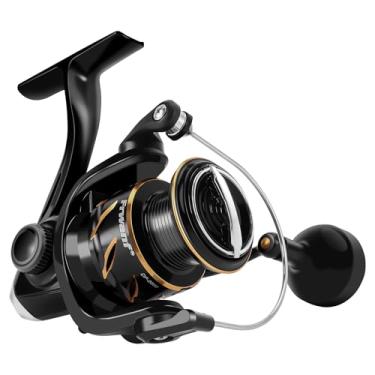 Imagem de Frwanf Novo molinete giratório DF molinete de pesca de água doce de água salgada Carretel de alumínio raso, proporção de engrenagem 5.2: 1, engrenagens de cobre atualizadas, puxador de metal