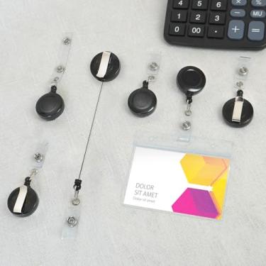 Imagem de 6 carretéis retráteis para crachá de identificação com clipe de cinto para professores, enfermeiros, funcionários de escritório