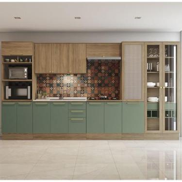 Imagem de Armário de Cozinha Modulada Completa 08 peças 4,00m 170 Botanic Kappes