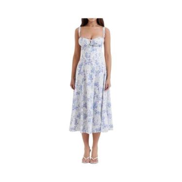 Imagem de Vestido Longo Floral De Verão Para Mulheres Com Alças Ajustáveis, Midi