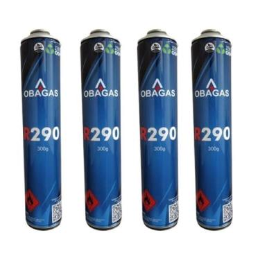 Imagem de 04 unidades refil gás refrigerante lata r290 300g obagás
