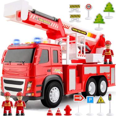 Motor de bombeiros realista, conjunto de brinquedos de caminhão de