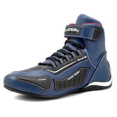 Imagem de kart tenis de couro natural em cores com reforços em borracha 313 (Azul Preto, BR, Adulto, Numérico, 44)
