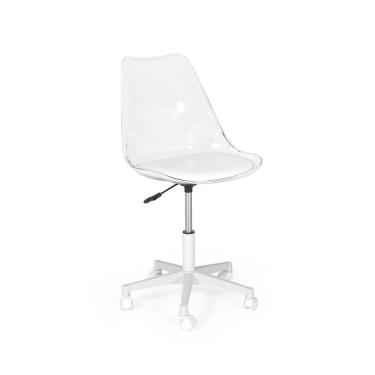 Imagem de Cadeira Office Acrílico Transparente Base Giratória Branco