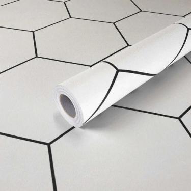 Imagem de Adesivo Vinílico Lavavel para Piso com Textura Hexágono Branco 500x60c