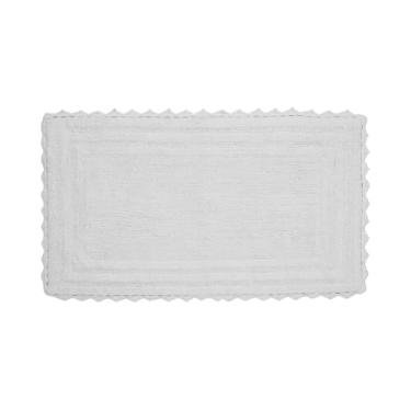 Imagem de Better Trends Lilly Tapete de banheiro reversível de crochê 61 x 101 cm para banheiro, luxuoso tapete de banheiro 100% algodão e tapete de banheiro absorvente de água - branco fosco de banho