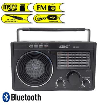 Imagem de Rádio Retro Recarregável Bluetooth Alta Qualidade LE609 - Lelong