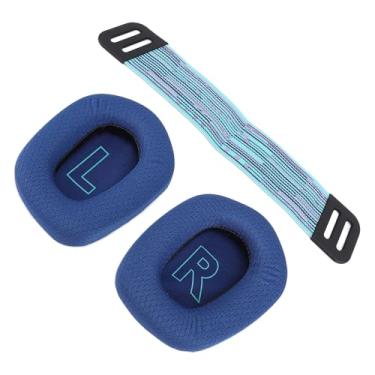 Imagem de Almofadas de Malha Respirável, Almofadas de Espuma de Memória de Alta Densidade Tiras de Faixa para a Cabeça para o Fone de Ouvido G733 Sem Fio G335 Com Fio (Azul)