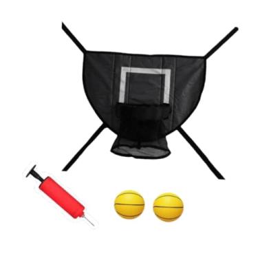 Imagem de YIJU Mini cesta de basquete para trampolim, acessório de trampolim para todas as idades, para crianças e adultos, gol de basquete, rodapé leve, Preto