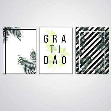 Imagem de Quadro Gratidão Verde Tamanho 30X20Cm Em Madeira