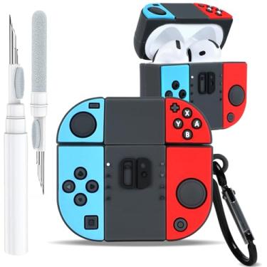 Imagem de Boaretiu Capa para Airpods 4 2024 desenho fofo Kawaii - Capa divertida de silicone macio 3D com mosquetão e kit de limpeza, capa divertida e estilosa para meninos, meninas, adolescentes, mulheres,