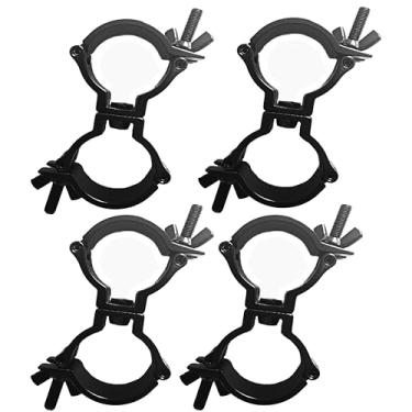Imagem de ZENGSUSU Braçadeira de acoplador giratório para luzes de palco 1,88-2 polegadas (48-51 mm), treliça de liga de alumínio resistente DJ Stage Light O grampos para 99,8 kg (4 peças: preto)