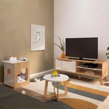 Imagem de Sala de Estar Completa 1 Porta Carvalho/Off White - Pnr Móveis