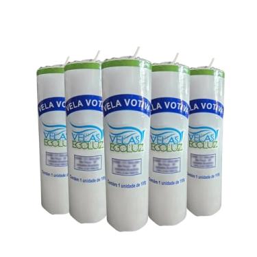 Imagem de Conjunto de 5 Velas Votivas Brancas de Parafina Pura 195g - Queima e Iluminação Limpa por até 7 Dias