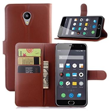 Imagem de Capa carteira MEIZU M2, capa carteira flip de couro PU premium com compartimento para cartão, suporte e fecho magnético [capa interna de TPU à prova de choque] compatível com MEIZU M2