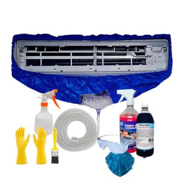 Imagem de Bolsa Coletora Para Limpeza De Ar Condicionado Com Abas + Pulverizador 500ml + Bactericida 1 Litro + Limpa Alumínio 1 Litro + Acessórios