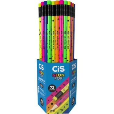 Imagem de Lápis Preto Redondo CIS Neon POP HB 5 Cores Pote com 72 - Sertic