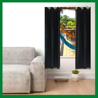 Imagem de Cortina sala quarto 2,80 x 1,70 com ilhós - cores - HOMESUSI, preta