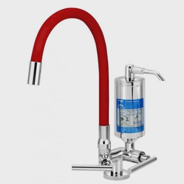 Imagem de Torneira Cozinha Mesa com Filtro Abs Volta Bica Articulável Omega C61 Vermelho