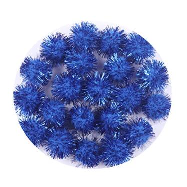 Imagem de YYCRAFT 100 peças de pompons de borla com glitter para artesanato "faça você mesmo/decoração de festa/brinquedos de gato (25 mm, real)