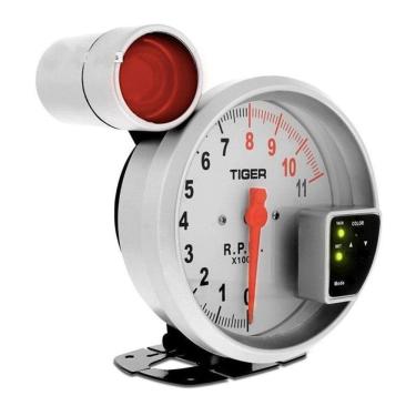 Imagem de Velocímetro Conta Giro Automotivo Tuning Led 7 Cinza