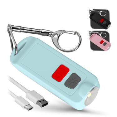 Imagem de Self Defense Personal Alarm Keychain for Women - USB Rechargeable Waterproof 130 dB Security Panic Button Siren Whistle with LED Light - Safety Sound Alert Device Key Chain by WETEN (Blue)