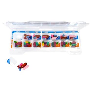 Imagem de Embalagem semanal 2 x 4 x por dia para comprimidos de farmácia com etiqueta de vedação autoadesiva (2 x por dia semanalmente, pacote com 5)