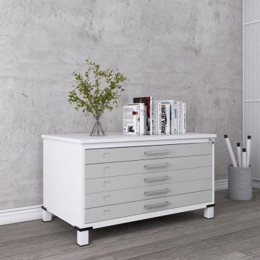 Imagem de Mapoteca Mont 5 Gavetas 71,3cm X 120,4cm Aço Branco/Cinza