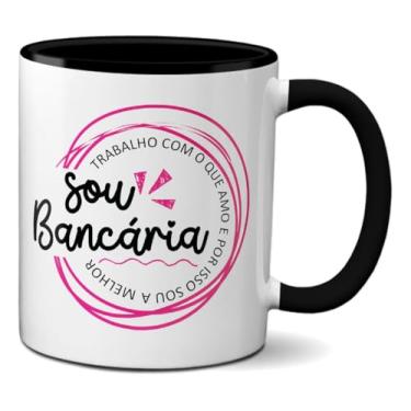 Imagem de Caneca Para A Melhor Bancária Profissão Bancos Xícara Criativa (Preta)