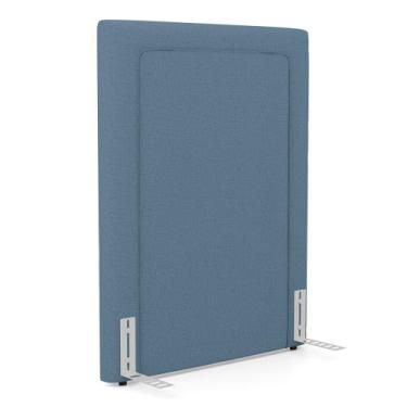 Imagem de Cabeceira Cama Box Solteiro Alba 90cm com Frame Linho Azul - Desk Desi