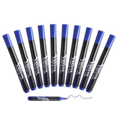Imagem de GZBABY Marcadores permanentes, 10 peças, caneta marcador impermeável para plástico, madeira, pedra, metal, superfície de vidro (azul)