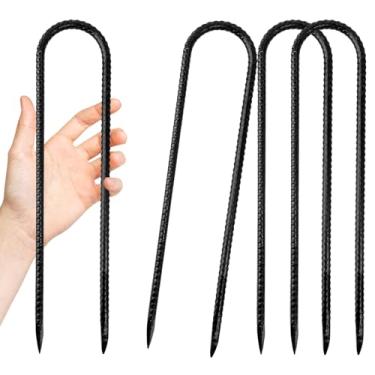 Imagem de Anothera Pacote com 4 estacas de trampolim resistentes, âncoras de 30 cm, estacas de barraca de vento alto, estacas à prova de ferrugem em forma de U para barracas de acampamento, infláveis, cercas