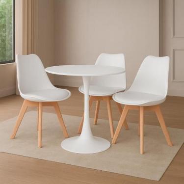 Imagem de Kit 3 Cadeiras De Jantar Empório Tiffany Saarinen Base Wood - Lar Text