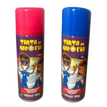 Imagem de Kit Tinta da Alegria AZUL E ROSA, Conjunto com 2 Tintas para Cabelo Temporárias 150ml Cada Sai Com Água Ideal Para Cabelo Maluco e Dia das Crianças