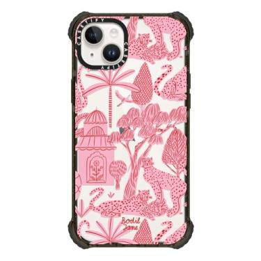 Imagem de CASETiFY Capa Ultra Impact para iPhone 14 Plus [5x testado contra quedas de grau militar/proteção contra quedas de 3,5 m] - Cheetah Paradise Pink - Preto brilhante