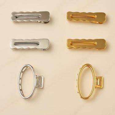 Imagem de Kit 3 Presilhas de Metal Oval  Aço Metálico, Leves e Modernas - LA SHO