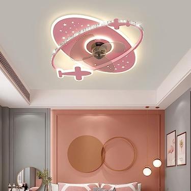 Imagem de Ventilador de teto inteligente com luz e controle remoto DC Ventiladores de teto infantis com lâmpadas Temporizador regulável silencioso 6 velocidades Ventilador de teto para meninas LED reg