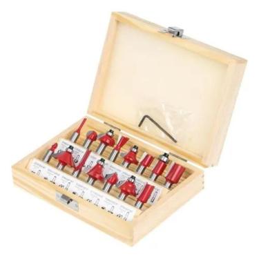 Imagem de Jogo De Fresas 6 MM Com 15 Peças Com Estojo De Madeira Excelente Para 