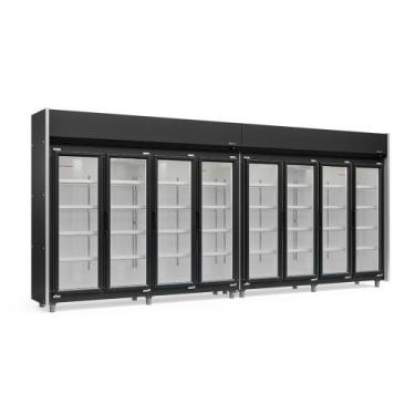 Imagem de Expositor 8 Portas Preto GEAS8P 4 Prateleiras 220v Gelopar, 220V
