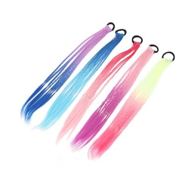 Imagem de Ymiko Extensões de Cabelo de Rabo de Cavalo Colorido Gradiente Colorido Tranças Acessórios de Cabelo Feminino Meninas Leve Portátil Cabelo Artificial Corda Colorida