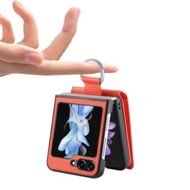 Imagem de Capa carteira protetora para Samsung Galaxy Z Flip 5 5G Flip4 Flip5 Flip3 Flip 4 3 Slot para cartão com suporte de anel Capa de couro, laranja, para Samsung z flip 4