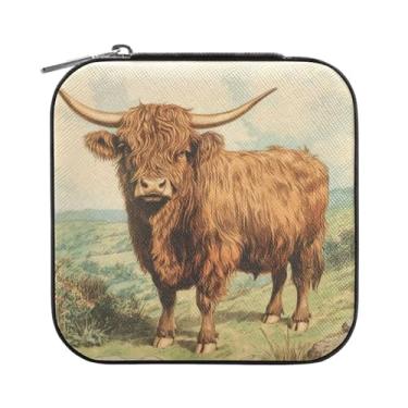 Imagem de Burbuja Caixa de joias com pintura de vaca, mini estojo de joias de viagem para mulheres e meninas, organizador de joias para brincos, anéis, colares e pulseiras