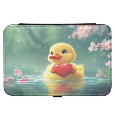 Imagem de Burbuja Caixa de joias de viagem com coração de pato dos namorados, presente para mulheres e meninas, estojo de joias portátil de couro PU organizador para brincos, anéis, colares e pulseiras