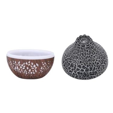 Imagem de AUNMAS Difusor de óleo Essencial, Umidificador Difusor de Ar para Casa Spa Yoga Ambiente de Sono, Grão de Madeira Sagrado Ultrassônico Luminoso Usb Silencioso (Grão de madeira escura rachada preta)