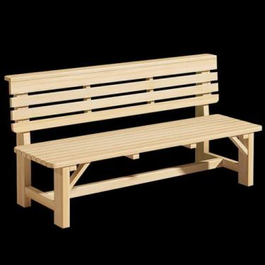 Imagem de Banco de madeira de pinheiro, cadeira com encosto e apoios de braço, capacidade de carga de até 160 kg, 8 sem lacunas entre tiras de madeira grossas, banco de jardim externo para pátio (cor: cor de