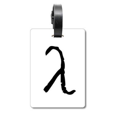 Imagem de Alfabeto grego Lambda silhueta preta bolsa etiqueta bagagem cartão bordado pendurado etiqueta