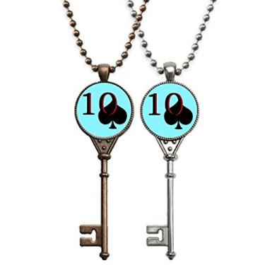 Imagem de OFFbb-USA Colar Peace Spade 10 chaves de pôquer pingente joias decoração de casal